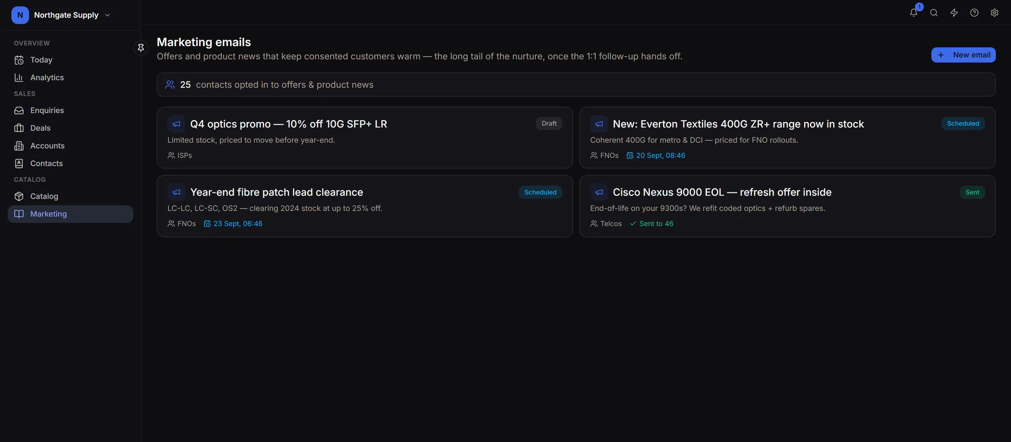 Content library of briefs, case studies and marketing material